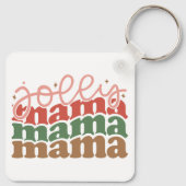 Jolly Mama Retro Groovy Kerst Feestdagen Sleutelhanger (Achterkant)