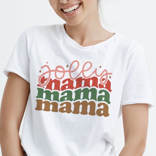 Jolly Mama Retro Groovy Kerst Feestdagen Tri-Blend Shirt