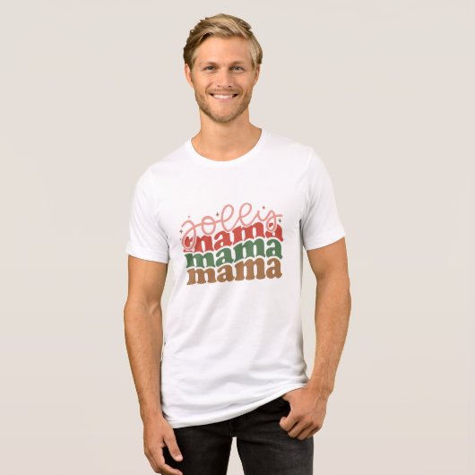 Jolly Mama Retro Groovy Kerst Feestdagen Tri-Blend Shirt (Voorkant volledig)