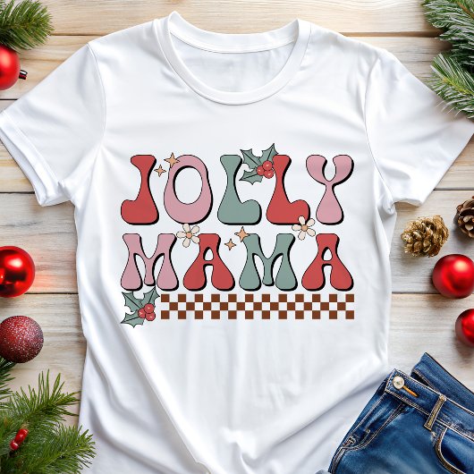 Jolly Mama Retro Kerstmis Tri-Blend Shirt