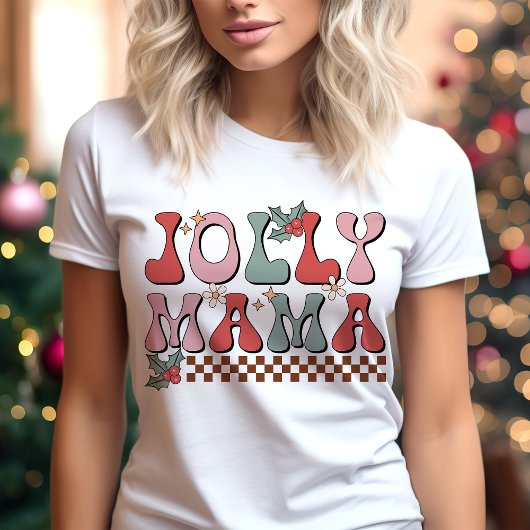 Jolly Mama Retro Kerstmis Tri-Blend Shirt