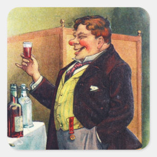 Jolly Man Toasting met Cognac Vierkante Sticker
