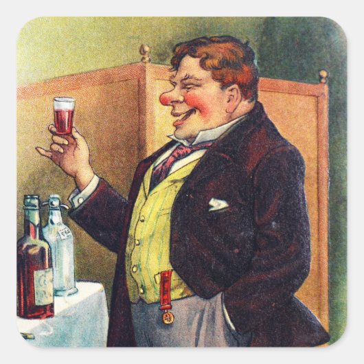 Jolly Man Toasting met Cognac Vierkante Sticker (Voorkant)