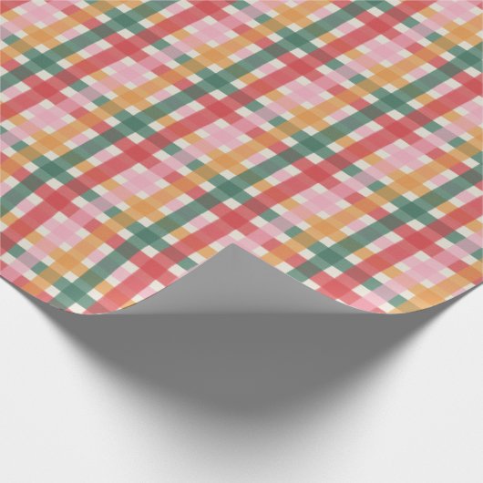 Jolly Meerkleurig Gingham Gift Wrapping Paper Cadeaupapier (Hoek)