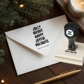 Jolly Merry Happy Joyful Holidays Family Rubberstempel