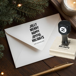 Jolly Merry Happy Joyful Holidays Family Rubberstempel