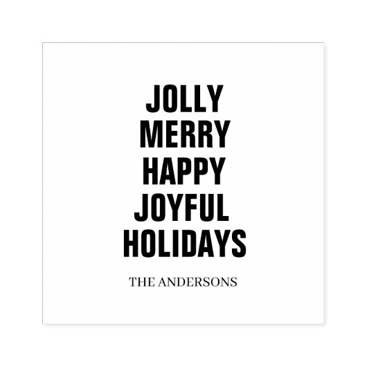 Jolly Merry Happy Joyful Holidays Family Rubberstempel (Afrduk)