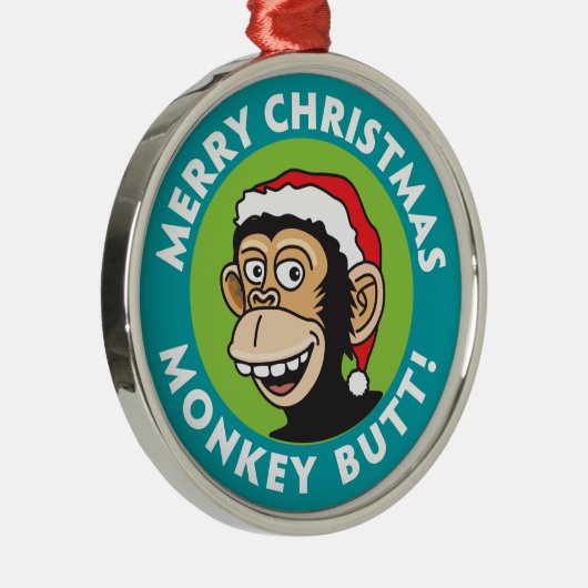 Jolly Monkey Butt Metalen Ornament (Rechts)