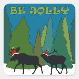 Jolly Moose en Elk Vierkante Sticker