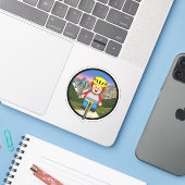 Jolly Mountain Biker Sticker (Laptop met iPhone)
