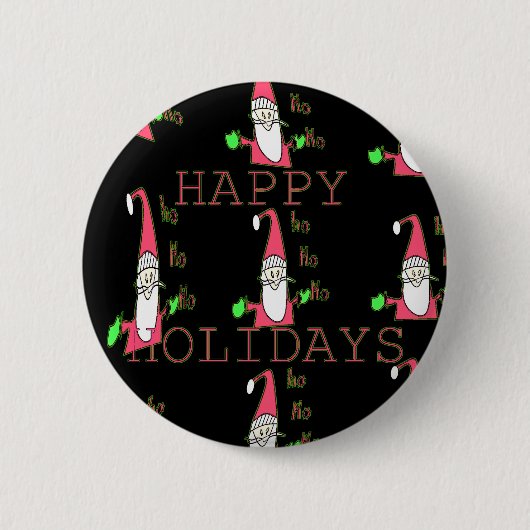 Jolly Mouse Santa: een leuke vakantie-illustratie. Ronde Button 5,7 Cm (Voorkant)