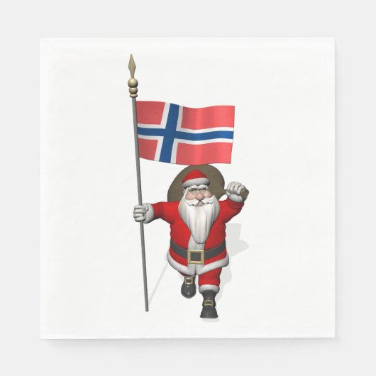 Jolly Nisse Visiting Norway Servetten (Voorkant)