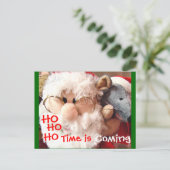 Jolly Ol Santa & Mouse Postcard Feestdagenkaart (Staand voorkant)