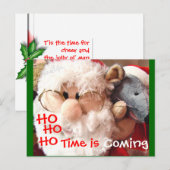 Jolly Ol Santa & Mouse Postcard Feestdagenkaart (Voorkant / Achterkant)