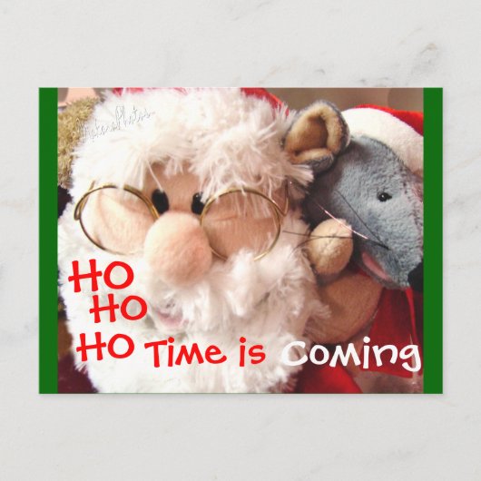Jolly Ol Santa & Mouse Postcard Feestdagenkaart (Voorkant)