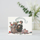  Jolly Old Elf Santa Claus geeft kerstmis Feestdagenkaart (Staand voorkant)