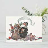  Jolly Old Elf Santa Claus geeft kerstmis Feestdagenkaart (Staand voorkant)