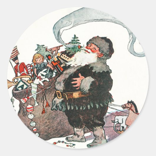 Jolly Old Elf Santa Claus geeft kerstmis Ronde Sticker (Voorkant)
