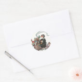 Jolly Old Elf Santa Claus geeft kerstmis Ronde Sticker (Envelop)