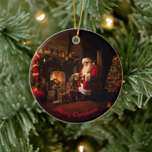 Jolly Old Saint Nick Keramisch Ornament (Boom)