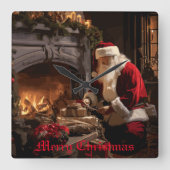 Jolly Old Saint Nick Vierkante Klok (Voorkant)
