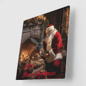 Jolly Old Saint Nick Vierkante Klok (Hoek)