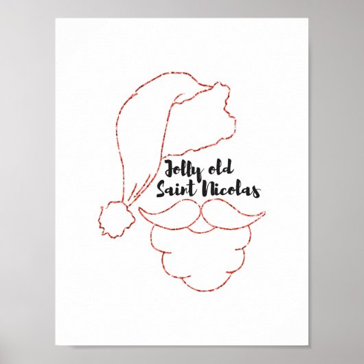 Jolly Old Saint Nicolas Red Glitter Poster (Voorkant)