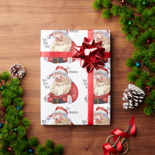 Jolly Old Santa Claus Personalized Wrapping Paper Cadeaupapier (Feestdagen Geschenken)