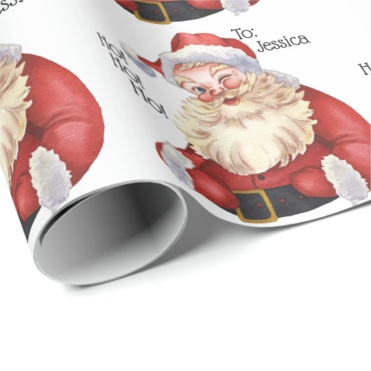 Jolly Old Santa Claus Personalized Wrapping Paper Cadeaupapier (Rol Hoek)