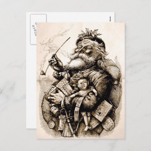 Jolly Old Santa Claus Postcard Feestdagenkaart (Voorkant / Achterkant)