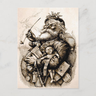 Jolly Old Santa Claus Postcard Feestdagenkaart