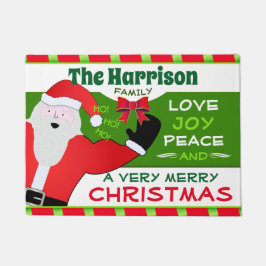 Jolly Old Santa met je familienaam | Kerstmis Deurmat