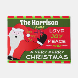 Jolly Old Santa met je familienaam | Kerstmis Deurmat