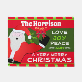 Jolly Old Santa met je familienaam | Kerstmis Deurmat