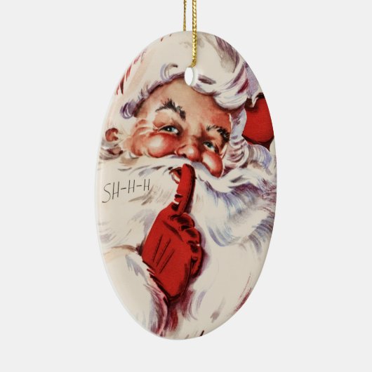  Jolly Old Santa Shhh Beige Ovaal Ornament (Rechts)