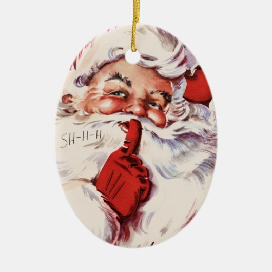  Jolly Old Santa Shhh Beige Ovaal Ornament (Voorkant)