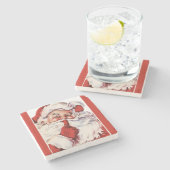 Jolly Old Santa Shhh Red Stone Onderzetter (Zijkant)