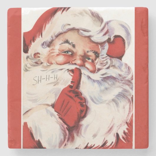 Jolly Old Santa Shhh Red Stone Onderzetter (Voorkant)