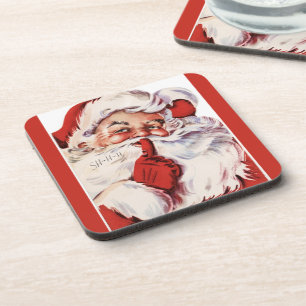 Jolly Old Santa Shhh Rood Drankjes Onderzetter