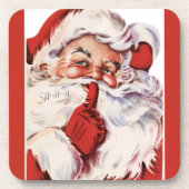  Jolly Old Santa Shhh Rood Drankjes Onderzetter (Voorkant)
