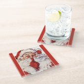  Jolly Old Santa Shhh Rood Glazen Onderzetter (Schuin)