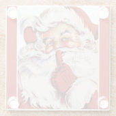  Jolly Old Santa Shhh Rood Glazen Onderzetter (Achterkant)