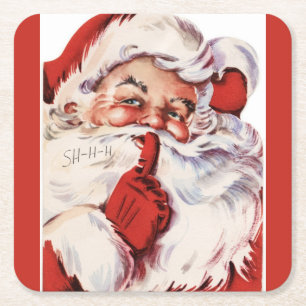 Jolly Old Santa Shhh Rood Kartonnen Onderzetters