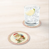 Jolly Old St. Nick die een  dollar vasthoudt Ronde Kartonnen Onderzetter (Insitu)