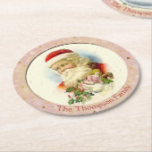 Jolly Old St. Nick die een  dollar vasthoudt Ronde Kartonnen Onderzetter (Gebogen)