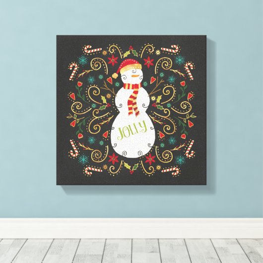 Jolly Otomi Holiday Snowman Canvas Afdruk (Insitu (Houten vloer))