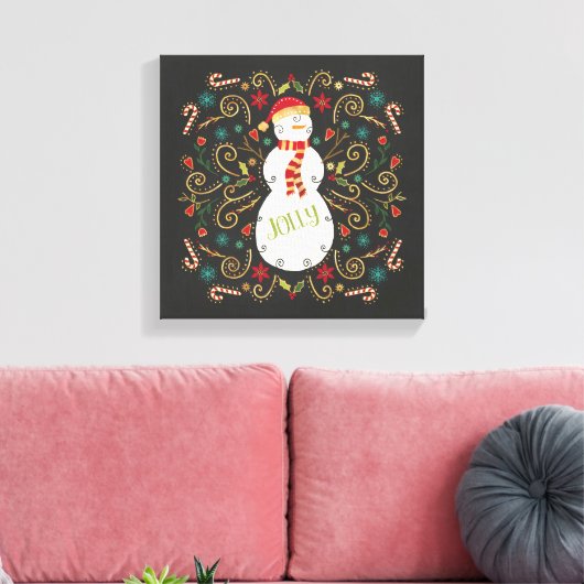 Jolly Otomi Holiday Snowman Canvas Afdruk (Insitu (Woonkamer))