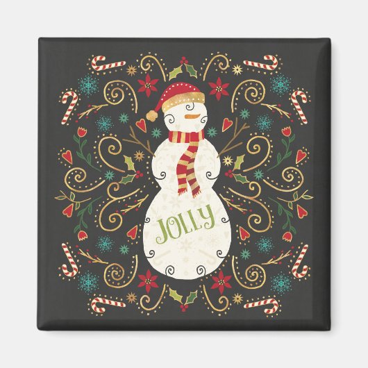 Jolly Otomi Holiday Snowman Magneet (Voorkant)