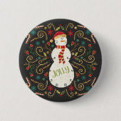 Jolly Otomi Holiday Snowman Ronde Button 5,7 Cm (Voorkant)