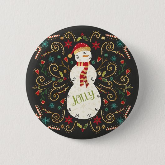 Jolly Otomi Holiday Snowman Ronde Button 5,7 Cm (Voorkant)